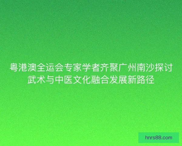 粤港澳全运会专家学者齐聚广州南沙探讨武术与中医文化融合发展新路径